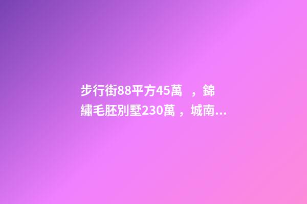 步行街88平方45萬，錦繡毛胚別墅230萬，城南自建房273平帶院165萬